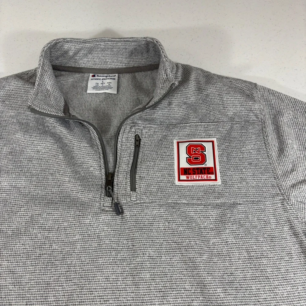 Champion NC State Wolfpack Mens Large Gray 1/4 Zip Pullover Jacket CBMVG1RMAY21